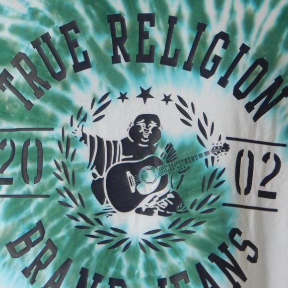 TRUE RELIGION TIE DYE GRAPHIC GALAPAGOS GREEN Tee - Picture 3 of 5